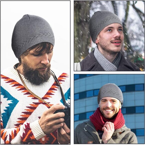 Stylish Fleece Lined Skull Beanie for Men & Women - Perfect for Cold Days - Picture 7 of 7